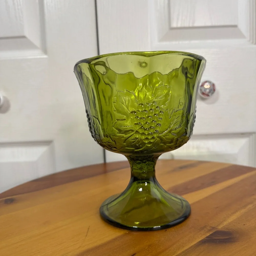 Indiana Glass green colony harvest compote candy dish‎